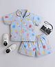 The Magic Wand Cotton Woven Half Sleeves Ice Cream Printed Coordinating Shirt & Shorts Night Suit Set - Grey