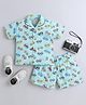 The Magic Wand Cotton Woven Half Sleeves Cars  Printed Coordinating Shirt & Shorts Night Suit Set - Blue