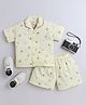 The Magic Wand Cotton Woven Half Sleeves Air Plane Printed Coordinating Shirt & Shorts Night Suit Set - Yellow