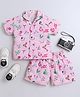 The Magic Wand Cotton Woven Half Sleeves Alphabets  Printed Coordinating Shirt & Shorts Night Suit Set - Pink