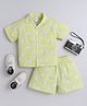 The Magic Wand Cotton Woven Half Sleeves Sun Printed Coordinating Shirt & Shorts Night Suit Set - Yellow