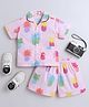 The Magic Wand Cotton Woven Half Sleeves Pineapple Printed Coordinating Shirt & Shorts Night Suit Set - Pink