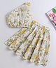 The Magic Wand Cotton Woven One Shoulder Floral Printed Coordinating Top With Tiered Skirt Set - Yellow