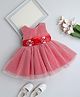 The Magic Wand Woven Sleeveless Pearl Embellished Floral Applique Detailed Dress - Red