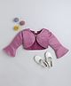 The Magic Wand Three Fourth Sleeves Angel Text Brooch Detailed Bolero Shrug - Onion Pink