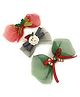 SKD Set Of 3 Christmas Theme Santa & Candy Cane Designed Bow Applique Detailed Alligator Hair Clips - Red White & Green