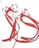 SKD Christmas Theme Bow Applique & Ribbon Detailed Merry Christmas Text Printed Hair Clips - Red