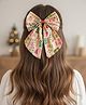 SKD Christmas Theme Printed Bow Applique Detailed Alligator Hair Clip - Peach