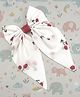 SKD Bow Applique Detailed Cherries Printed Hair Clips - White