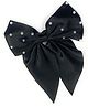 SKD Satin Pearl Embellished Bow Applique Detailed Alligator Hair Clip - Black