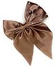 SKD Satin Pearl Embellished Bow Applique Detailed Alligator Hair Clip - Brown