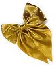 SKD Satin Pearl Embellished Bow Applique Detailed Alligator Hair Clip - Mustard