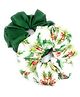 SKD Set Of 2 Christmas Theme Solid & Cherry Printed Scrunchies - Green