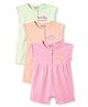 Bonfino 100% Cotton Knit Sleeveless Text Printed Romper Pack Of 3 - Multicolor