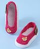Funkrafts Colour Blocked Teddy Bear Applique Detailed Booties - Pink & White