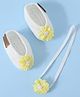 Funkrafts Floral Applique Detailed Booties With Headband - White & Yellow