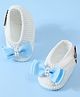 Funkrafts Pearl Embellished Bow Applique Detailed Booties - White & Blue