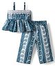 Twetoons Woven Sleeveless Printed Top & Lounge Pant Co-ord Set - Blue