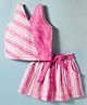 Twetoons Woven Sleeveless Striped Top & Skirt Set with Belt - Pink