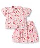 Twetoons Woven Half Sleeves Top & Skirt Co-ord Set with Floral Print - Pink