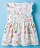 ToffyHouse Single Jersey Knit Half Frill Sleeves Frock with Floral Print - White
