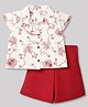 Twetoons Woven Half Sleeves Shirt & Shorts Set With Floral Print - Maroon