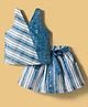 Twetoons Woven Sleeveless Striped Top & Skirt Set with Belt - Blue