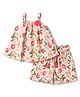 Twetoons Woven Sleeveless Top & Shorts Co-Ord Set With Fruit Print - Multicolor