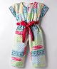 Twetoons Woven Half Sleeves Printed Jumpsuit with Belt - Multicolor