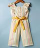 Twetoons Woven Frill Sleeves Striped Jumpsuit with Belt - Multicolor