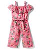 Twetoons Woven Sleeveless Floral Printed Jumpsuit with Belt - Dark Pink