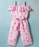 Twetoons Woven Sleeveless Checked & Cherry Printed Jumpsuit - Pink