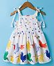 Twetoons Woven Sleeveless Frock with Floral & Bird Print - White