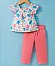 Twetoons Woven Half Sleeves Floral Printed Top & Pant Set - Pink
