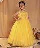Toy Balloon Kids Net Woven Sleeveless Floral Applique Gown - Yellow