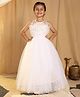 Toy Balloon Kids Net Woven Sleeveless Floral Applique Gown - White