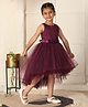 Toy Balloon Net Woven Sleeveless Glitter Detailed Floral Applique High Low Dress - Purple