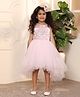Toy Balloon Kids Net Woven Sleeveless Sequins Embellished Floral Frill Applique Detailed Dress - Baby Pink