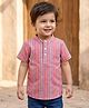 Babyhug Cotton Woven Half Sleeves Mandarin Collar Striped Kurta Shirt - Multicolor