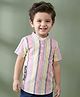 Babyhug Half Sleeves Mandarin Collar Striped Kurta Shirt - Multicolor