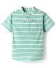 Babyhug Cotton Woven Half Sleeves  Mandarin Collar Striped Kurta Shirt - Green