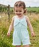 Babyoye Cotton Woven Sleeveless Striped Jumpsuit With Bow Applique - Light Blue
