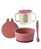 CUBKINS Set of 3 pcs - Bowl, Dual Tone Sippy Cup, Early Feeding Bendable Spoon | Designed for Babies, Infants & Toddlers | BPA Free, Food Grade, FDA Approved | (Raspberry)