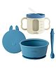 CUBKINS Set of 3 pcs - Bowl, Dual Tone Sippy Cup, Early Feeding Bendable Spoon | Designed for Babies, Infants & Toddlers | BPA Free, Food Grade, FDA Approved | (Blue Olive)