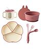 CUBKINS Set of 4 pcs - Plate, Bowl, Dual tone Sippy Cup, Early Feeding Bendable Spoon | Designed for Babies, Infants & Toddlers | BPA Free, Food Grade, FDA Approved (Raspberry)