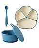 CUBKINS Set of 3 pcs - Plate, Bowl, Early Feeding Bendable Spoon | Designed for Babies, Infants & Toddlers | BPA Free, Food Grade, FDA Approved (Blue Olive)