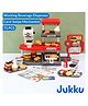 Jukku Realistic Fast Food Chain Pretend Play Set with Working Beverage Dispenser, Card Swipe, Feature 71  Pieces - Red
