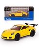 Jukku Resembling Porsche 911 Diecast Car, Pullback, Openable Doors & Bonnet, 1:36 Scale - Yellow