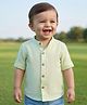 Babyoye Cotton Woven Full Sleeves Mandarin Collar Solid Shirt - Light Green