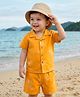 Babyoye Cotton Blend Woven Half Sleeves Co-ords Shirt & Shorts Set with Fish Print - Yellow